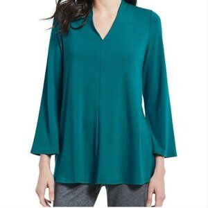 Eileen Fisher Teal V-Neck Bracelet-Sleeve Tunic Size 2X